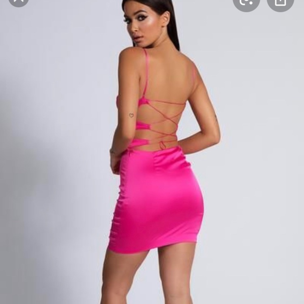 Meshki pink satin zoey mini dress_3